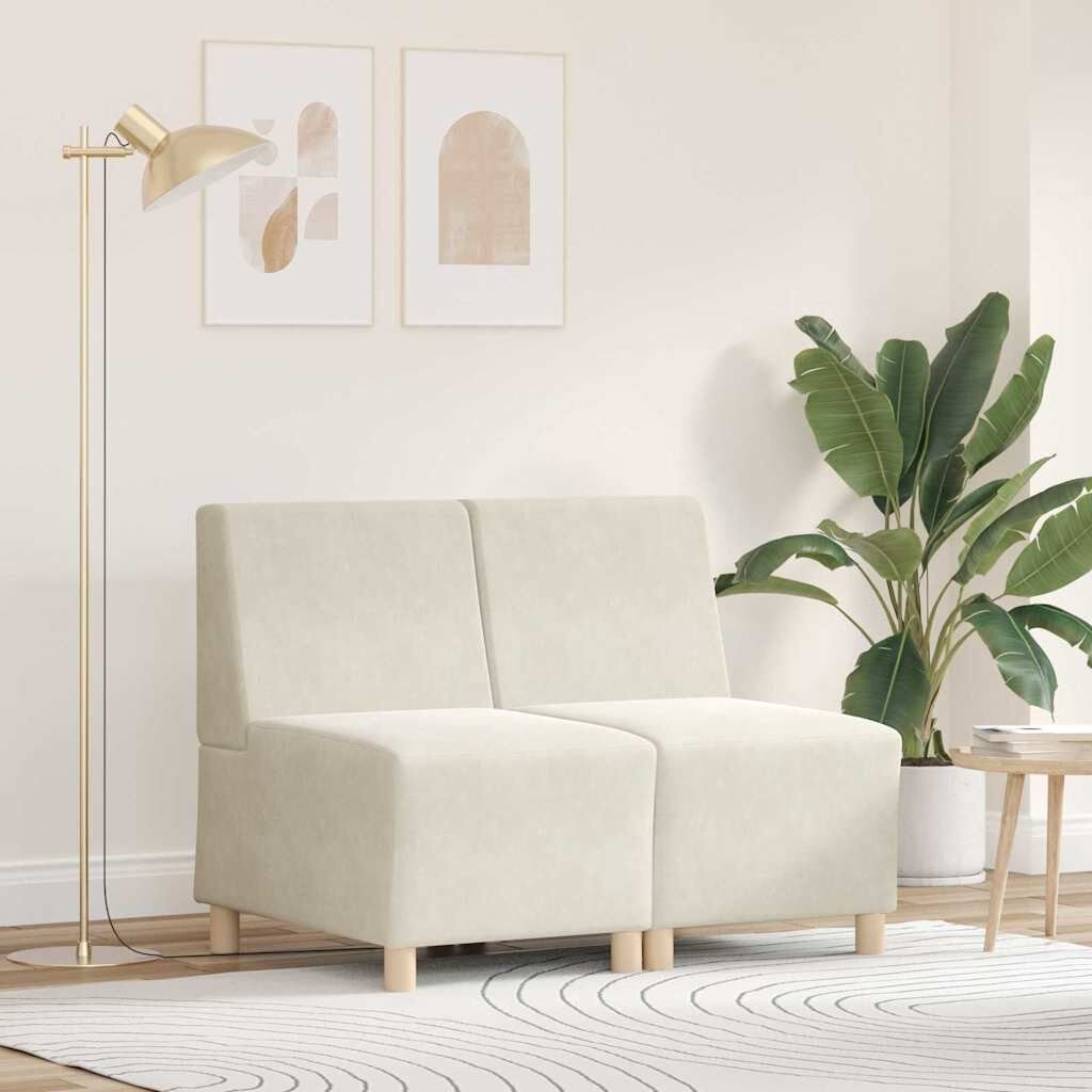 vidaXL Modular Sofa Unit Armless 2 pcs Cream 55 x 74 x 82 cm Velvet