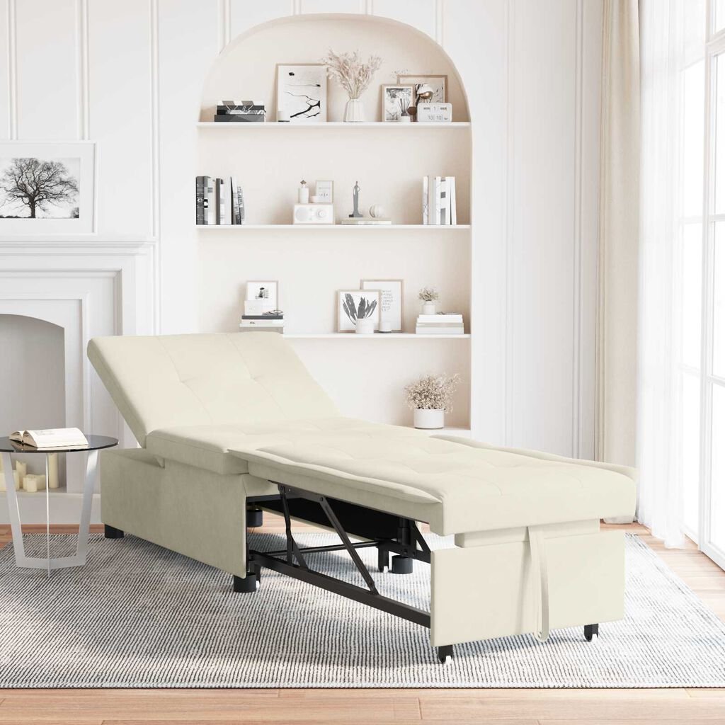 vidaXL Sofa Bed Cream 67 x 194 x 38 cm Velvet