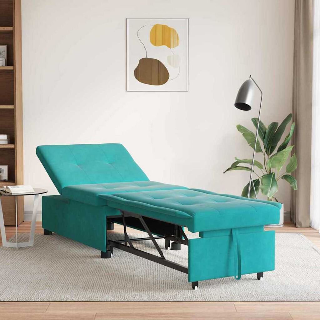 vidaXL Sofa Bed Turquoise 67 x 194 x 38 cm Velvet