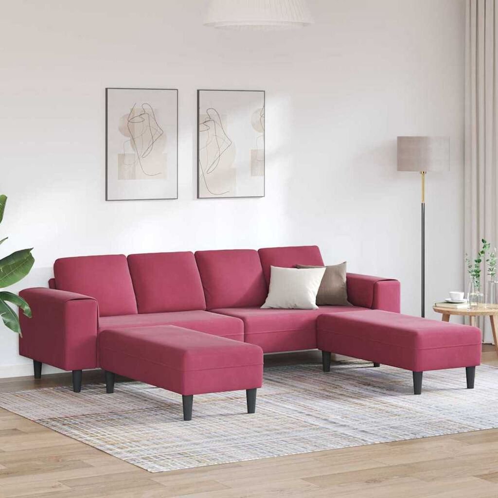 Sofa Set 3 pcs Wine red Velvet