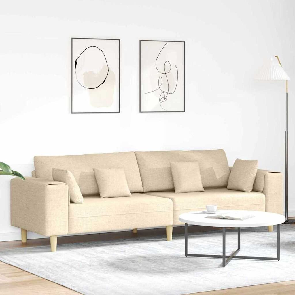 Fabric Sofa with Cushion Cream 208 cm Fabric
