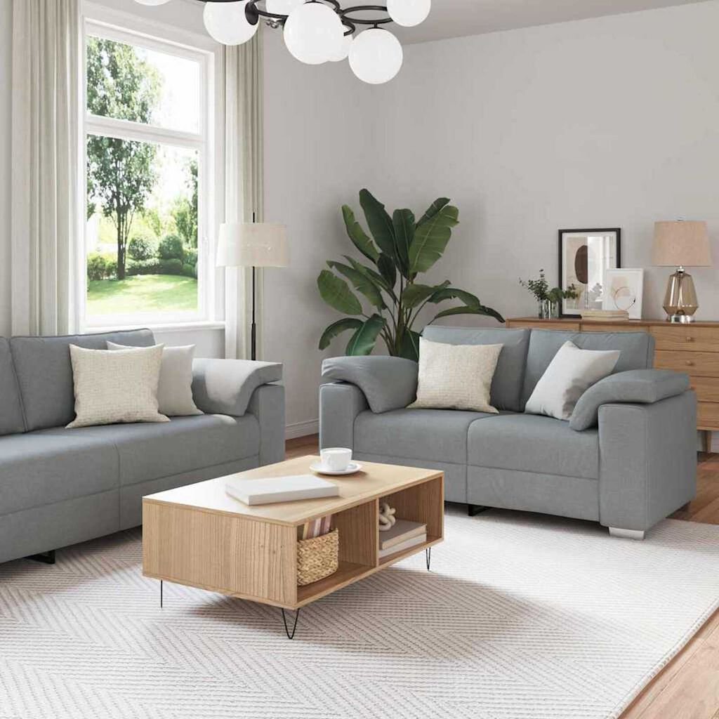 vidaXL Sofa Set 2 pcs Light grey 219 x 77 x 82 cm Fabric