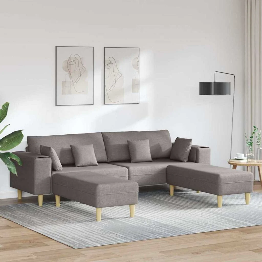 vidaXL Fabric Sofa with Cushion 3 pcs Taupe 208 cm Fabric