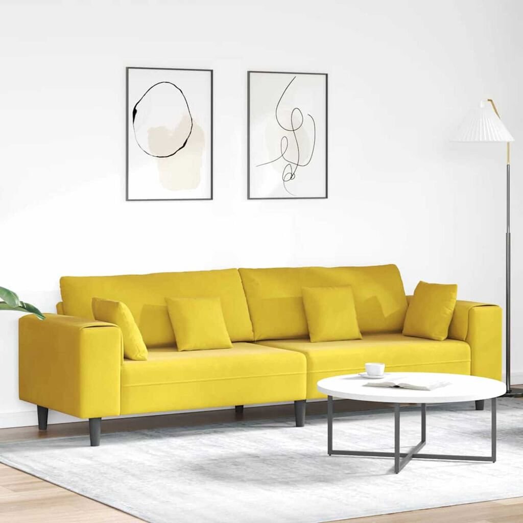 vidaXL Velvet Sofa with Cushion Yellow 210 cm Velvet
