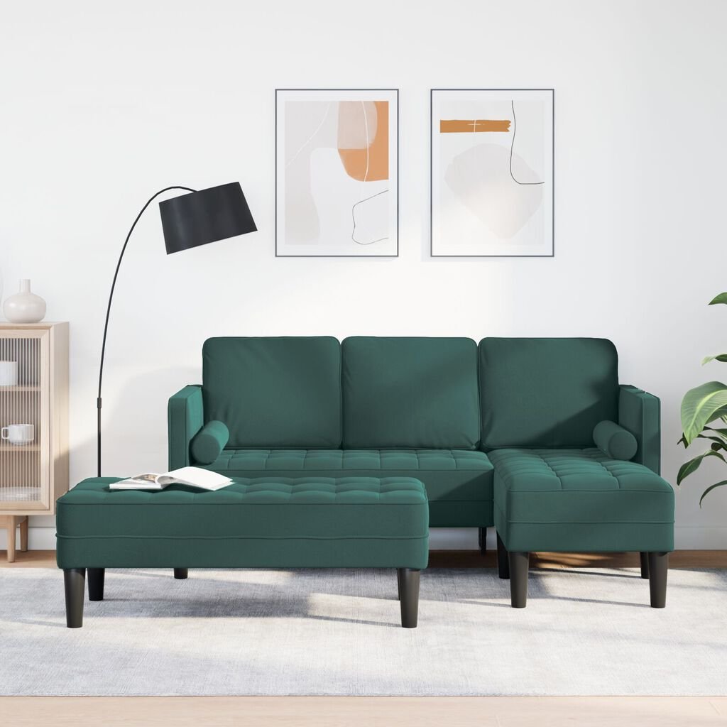 vidaXL Sofa Set 2 pcs Dark Green 173 x 131 x 67 cm Velvet