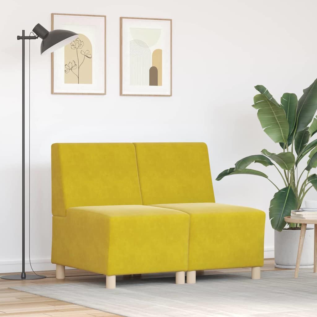 vidaXL Modular Sofa Unit Armless 2 pcs Yellow 55 x 74 x 82 cm Velvet