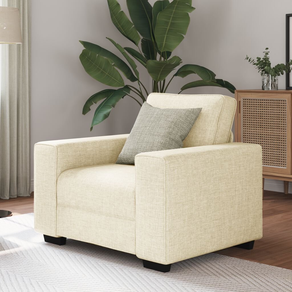 vidaXL Sofa with Cushion with Pillow Beige 100 x 77 x 82 cm Linen
