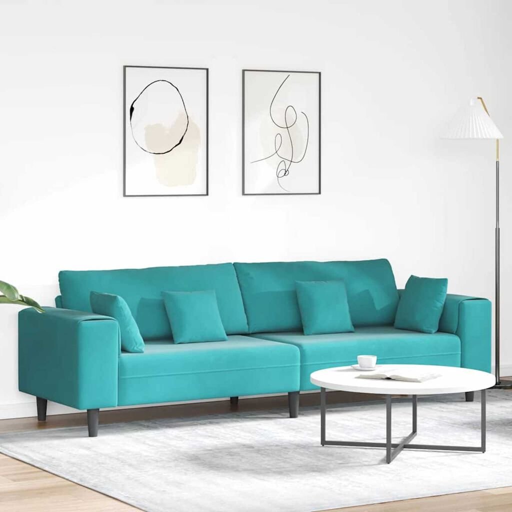 vidaXL Velvet Sofa with Cushion Turquoise 208 cm Velvet