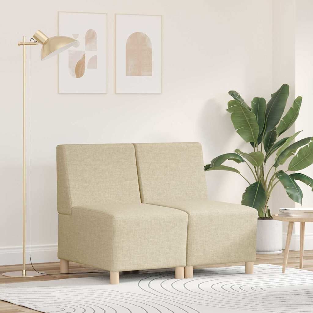 vidaXL Modular Sofa Unit Armless 2 pcs Cream 55 x 74 x 82 cm Fabric