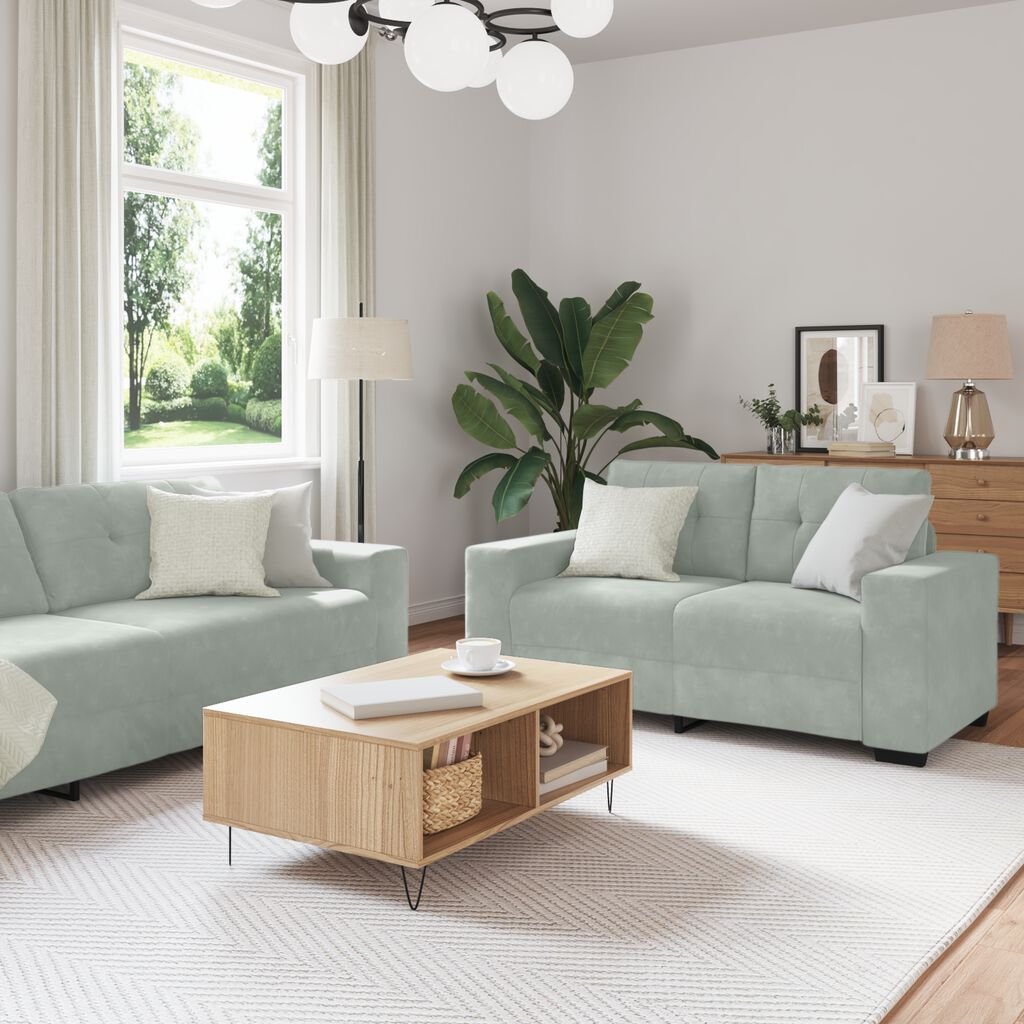vidaXL Sofa Set with Cushion 3 pcs Grey 221 x 78 x 80 cm Velvet