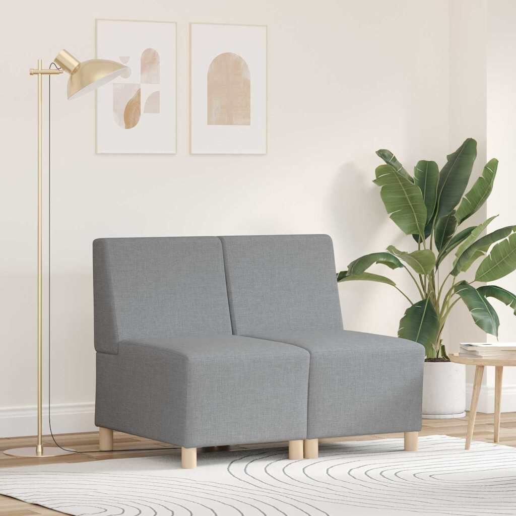 vidaXL Modular Sofa Unit Armless 2 pcs Light grey 55 x 74 x 82 cm