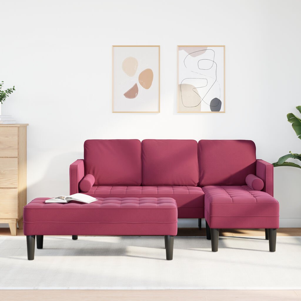 vidaXL Sofa Set 2 pcs Wine red 173 x 131 x 67 cm Velvet
