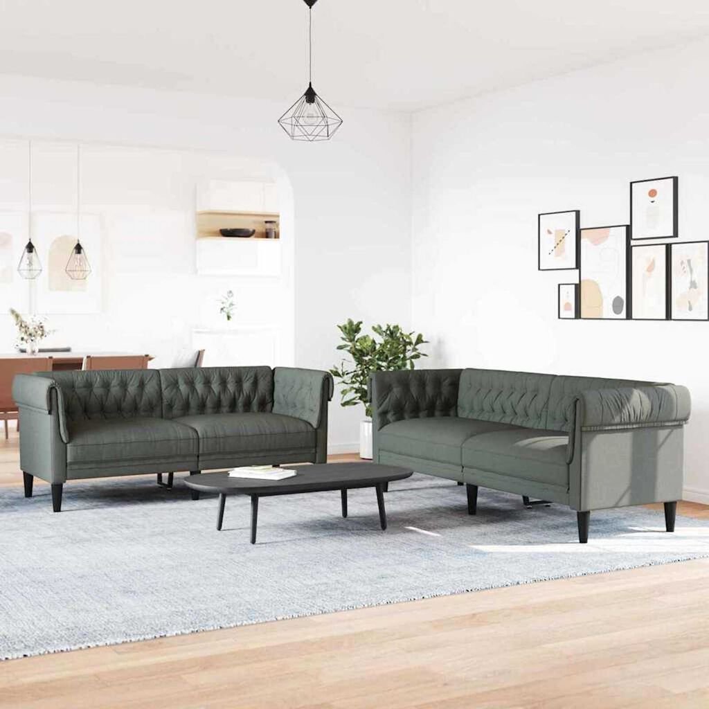 Sofa Set 2 pcs Dark grey Fabric