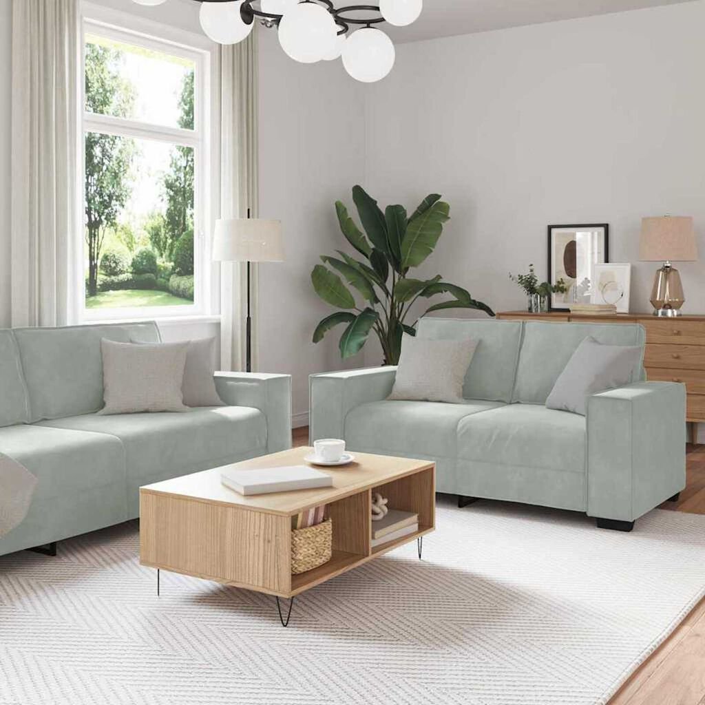 vidaXL Sofa Set with Cushion 3 pcs Grey 220 x 78 x 84 cm Velvet