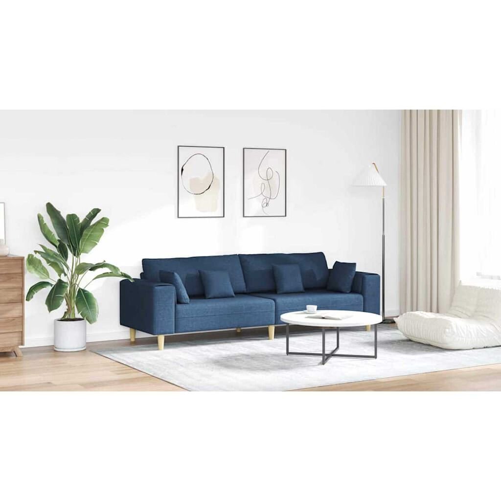 Fabric Sofa with Cushion Blue 208 cm Fabric