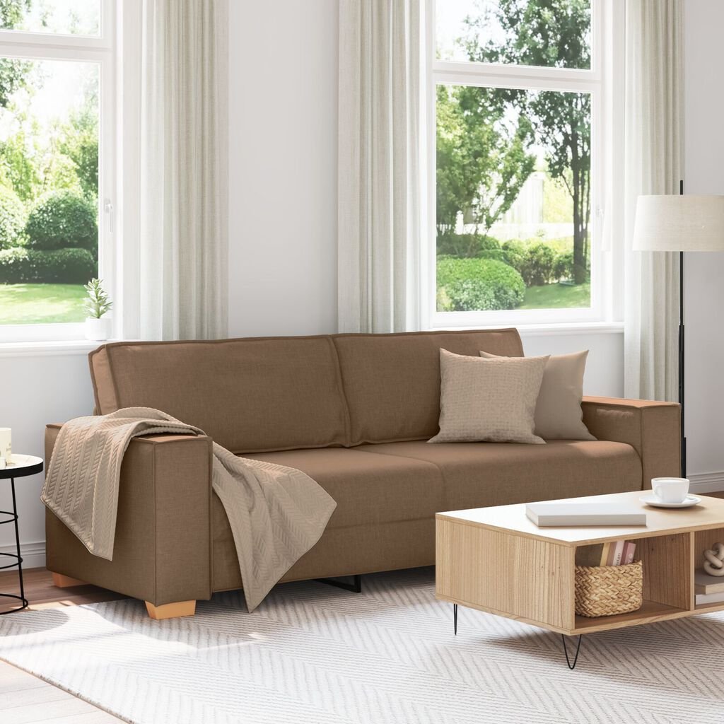 vidaXL 3-Seater Sofa with Cushion Brown 220 x 78 x 84 cm Fabric
