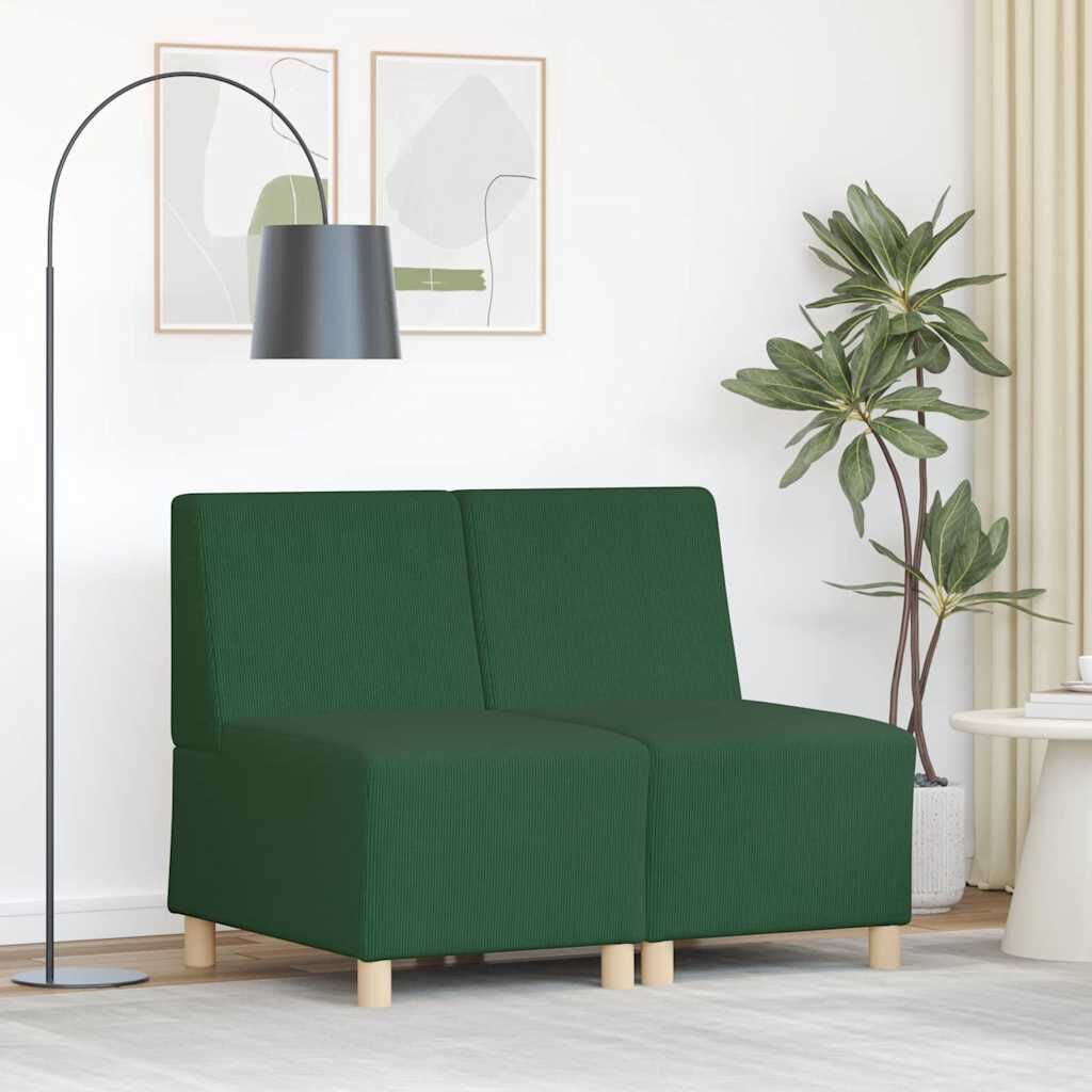 vidaXL Modular Sofa Unit Armless 2 pcs Jungle green 55 x 74 x 82 cm
