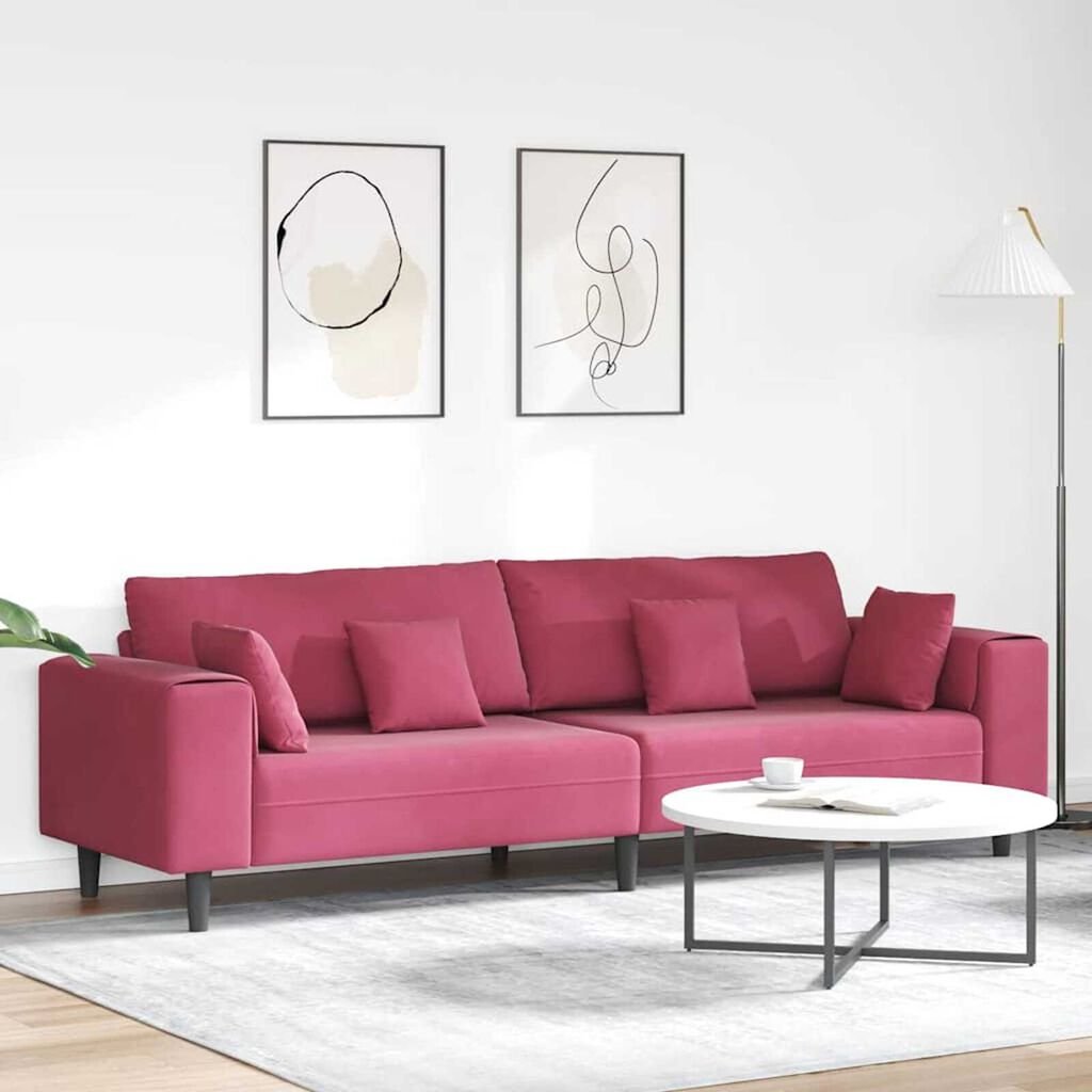 vidaXL Velvet Sofa with Cushion Wine Red 208 cm Velvet