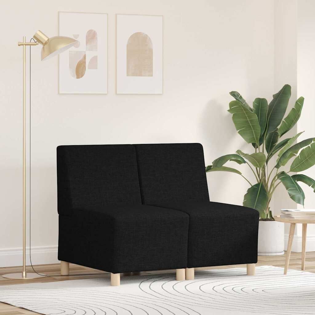 vidaXL Modular Sofa Unit Armless 2 pcs Black 55 x 74 x 82 cm Fabric