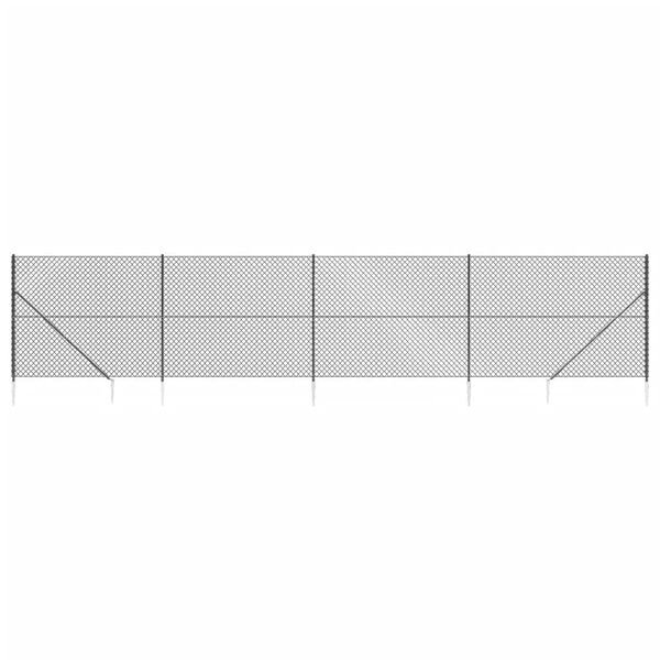 vidaXL Chain Link Fence with Spike Anchors Anthracite 1.4x10 m