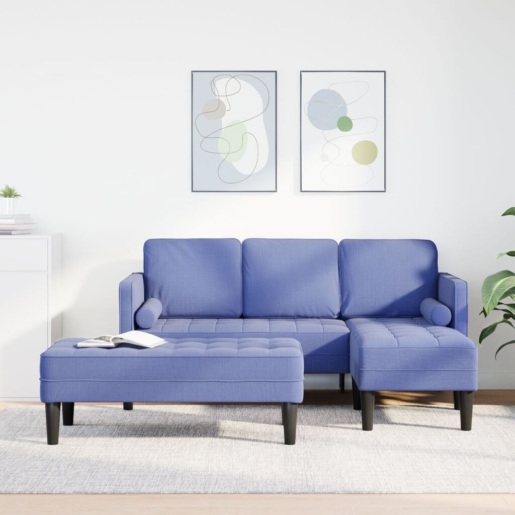 vidaXL Sofa Set 2 pcs Jeans Blue 173 x 131 x 67 cm Fabric