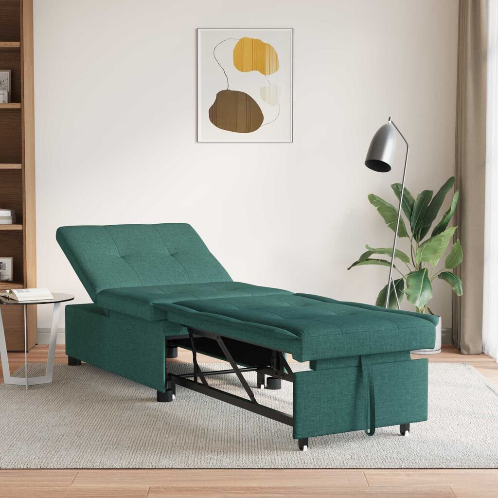 vidaXL Sofa Bed Dark green 194 x 67 x 37 cm Fabric