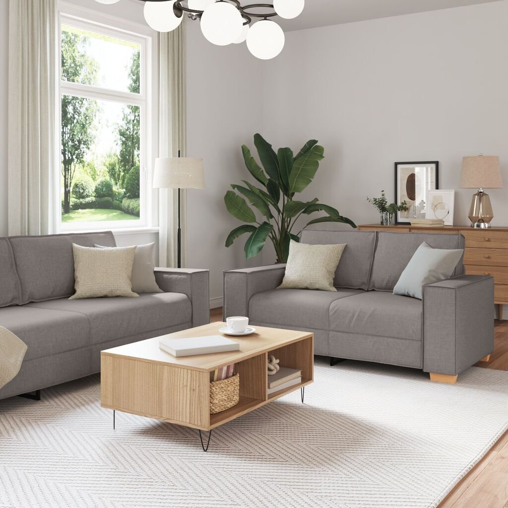 vidaXL Sofa Set with Cushion 3 pcs Taupe 220 x 78 x 84 cm Fabric