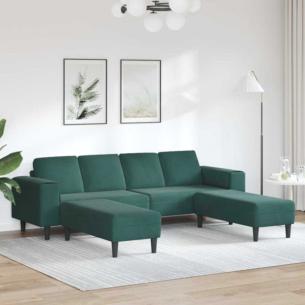 Sofa Set 3 pcs Dark green Velvet