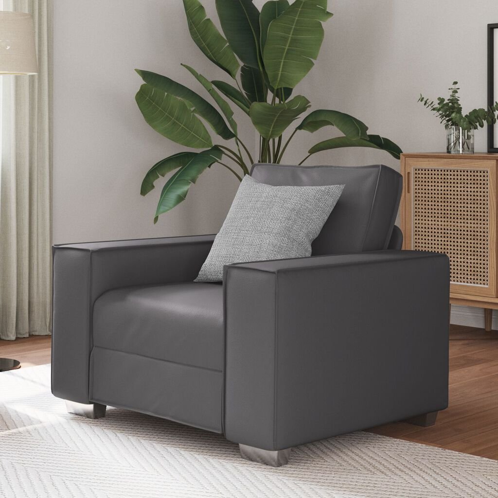 vidaXL Sofa Chair with Cushion Grey 99 x 78 x 84 cm Artificial Leather