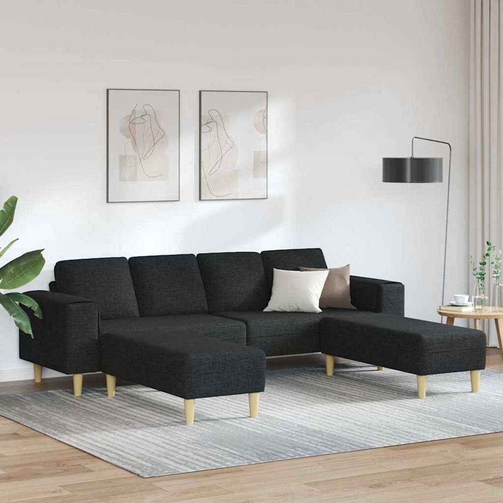 Sofa Set 3 pcs Black Fabric