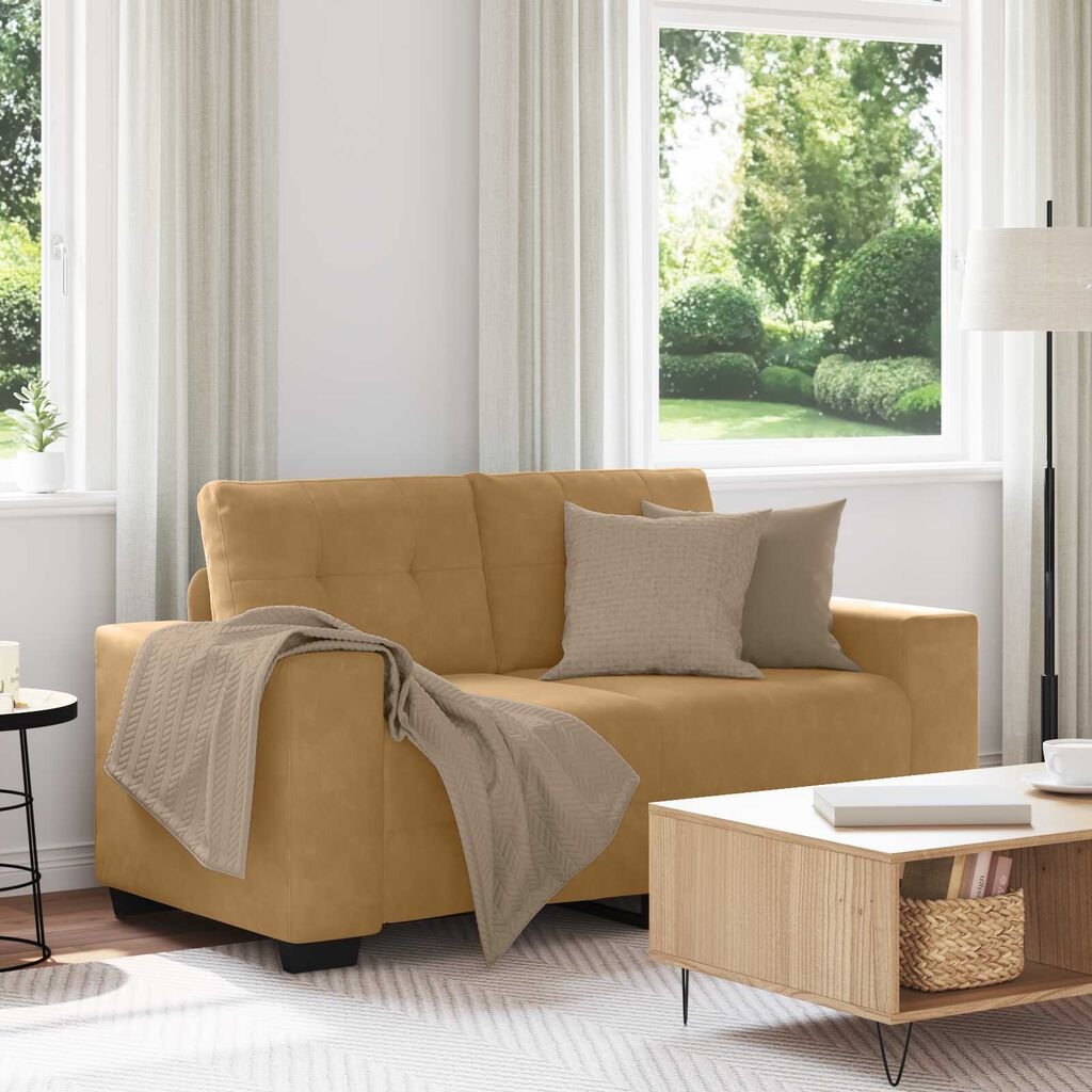vidaXL Loveseat Sofa with Cushion Brown Velvet