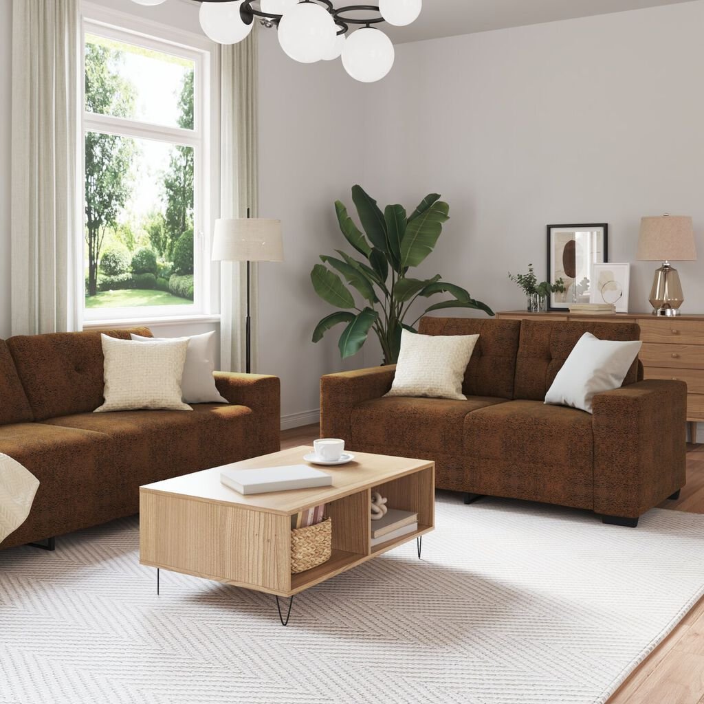 vidaXL Sofa 2 pcs Brown 221 x 78 x 80 cm Faux leather
