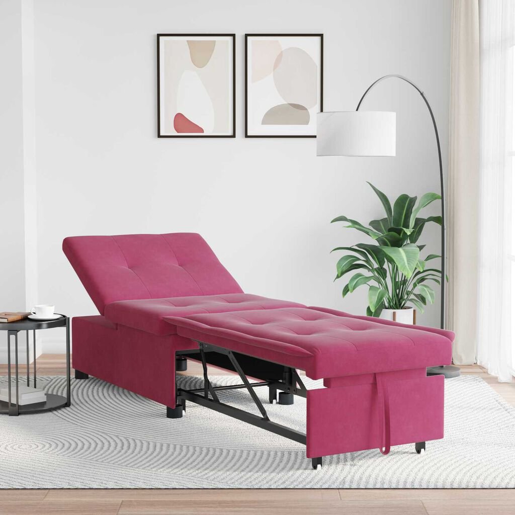 vidaXL Sofa Bed Wine red 67 x 194 x 38 cm Velvet