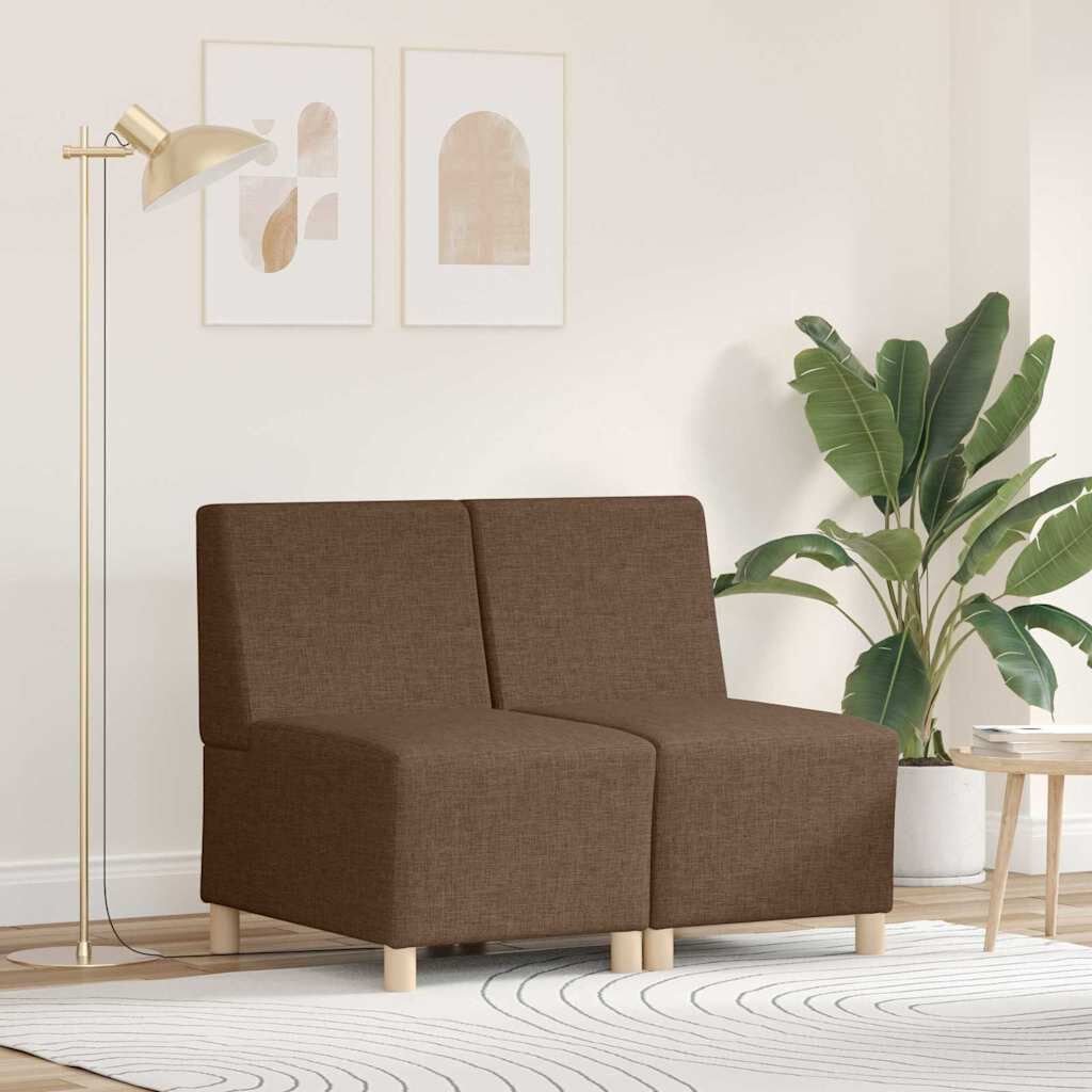 vidaXL Modular Sofa Unit Armless 2 pcs Brown 55 x 74 x 82 cm Fabric
