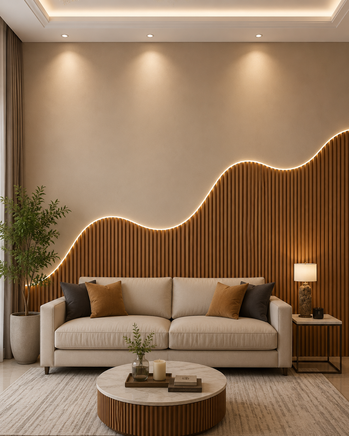 Olive Curve Feature Wall